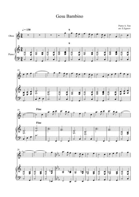 Gesu Bambino The Infant Jesus For Oboe Piano Sheet Music