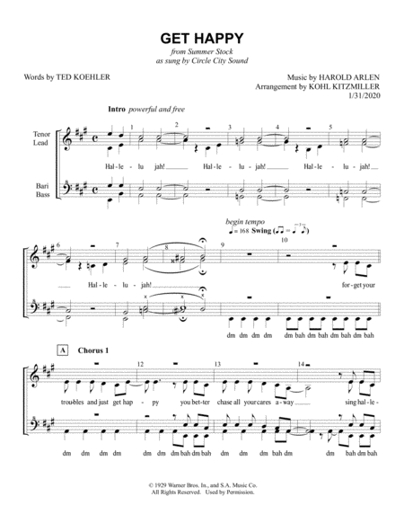 Free Sheet Music Get Happy Ssaa