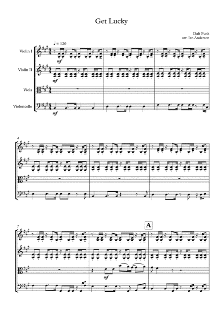 Get Lucky String Quartet Sheet Music