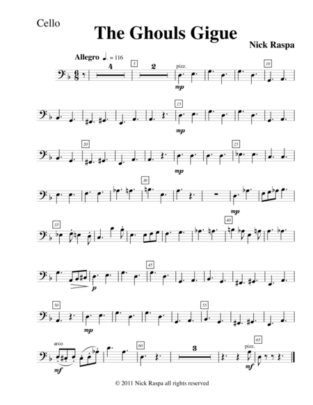 Free Sheet Music Ghouls Gigue From Three Dances For Halloween Cello Part