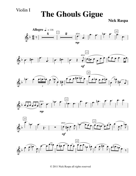 Free Sheet Music Ghouls Gigue From Three Dances For Halloween Violin I Part