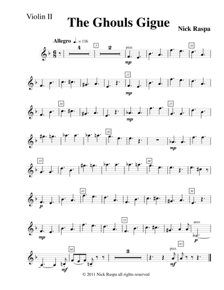 Free Sheet Music Ghouls Gigue From Three Dances For Halloween Violin Ii Part