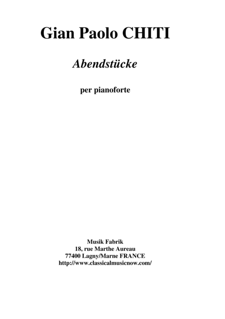 Gian Paolo Chiti Abendstck For Piano Solo Sheet Music