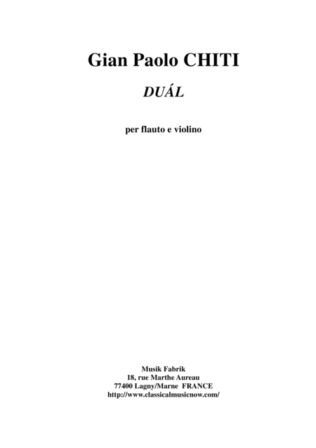 Gian Paolo Chiti Dual For Flute And Violin Sheet Music