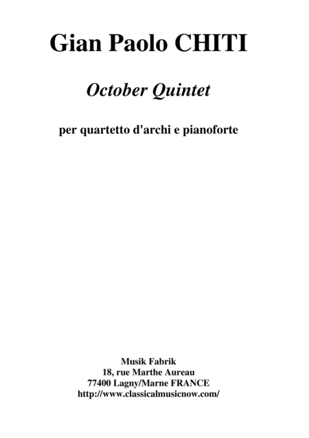 Free Sheet Music Gian Paolo Chiti October Quintet For Piano And String Quartet