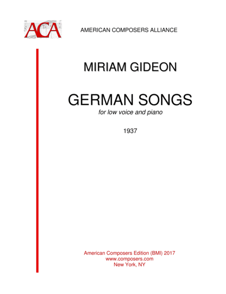 Gideon German Songs Low Voice Sheet Music