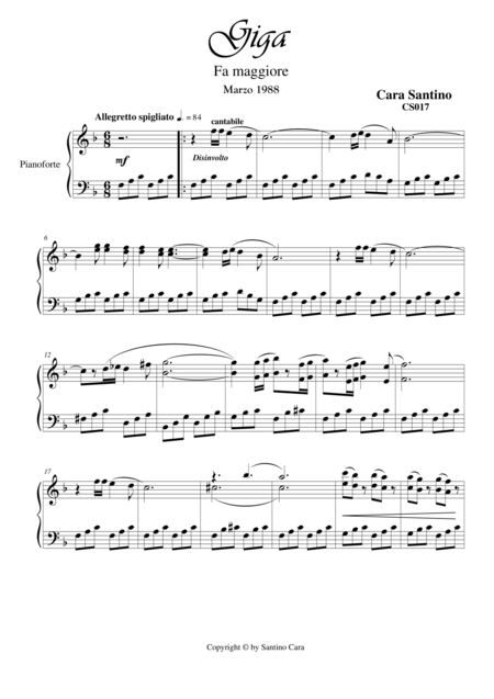 Giga In F Major For Piano Cs017 Sheet Music