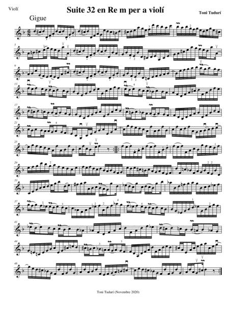 Gigue For Violin Solo Baroque Suite N 32 Sheet Music