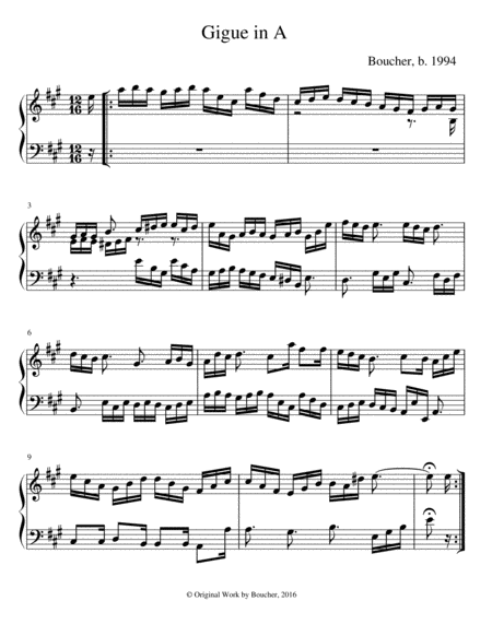 Free Sheet Music Gigue In A