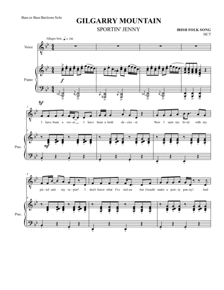 Free Sheet Music Gilgarry Mountain Bass Or Bass Baritone