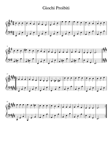 Giochi Proibiti Arr Piano Solo Sheet Music