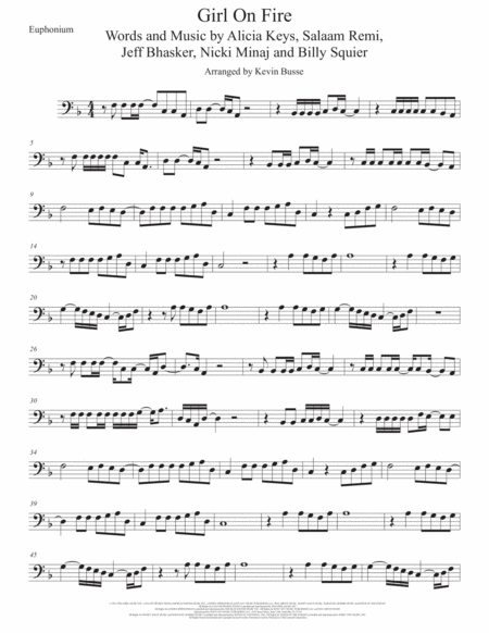 Free Sheet Music Girl On Fire Euphonium