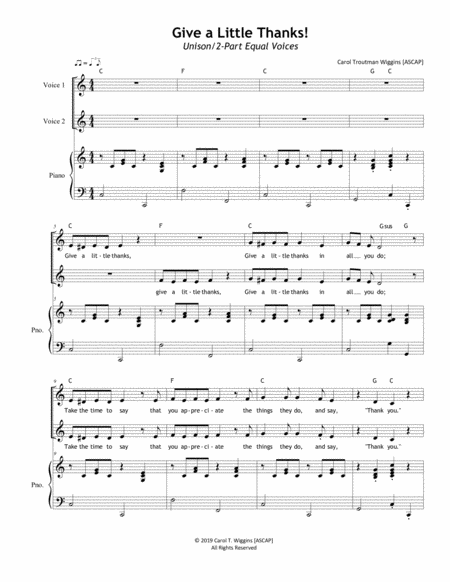 Give A Little Thanks Sheet Music