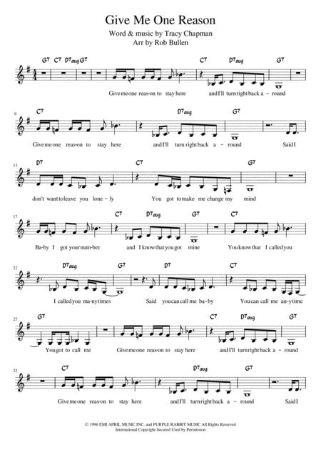 Give Me One Reason Sheet Music