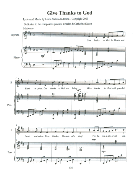 Give Thanks To God Sheet Music