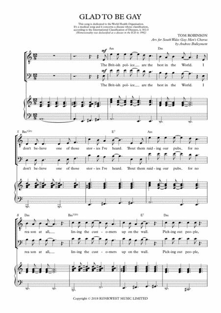 Free Sheet Music Glad To Be Gay