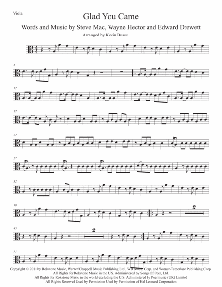 Glad You Came Easy Key Of C Viola Sheet Music