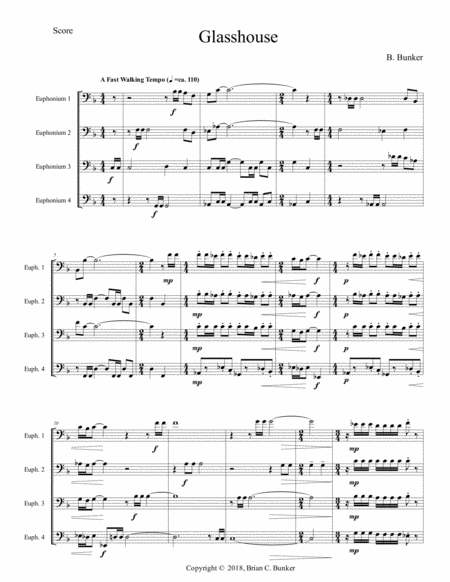 Glasshouse For Euphonium Quartet Sheet Music