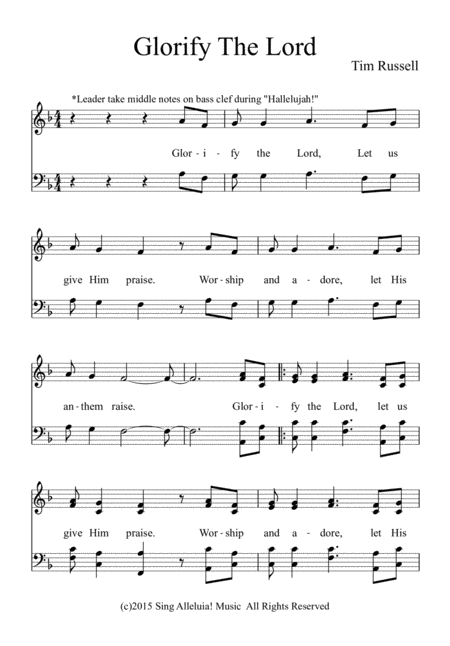 Free Sheet Music Glorify The Lord