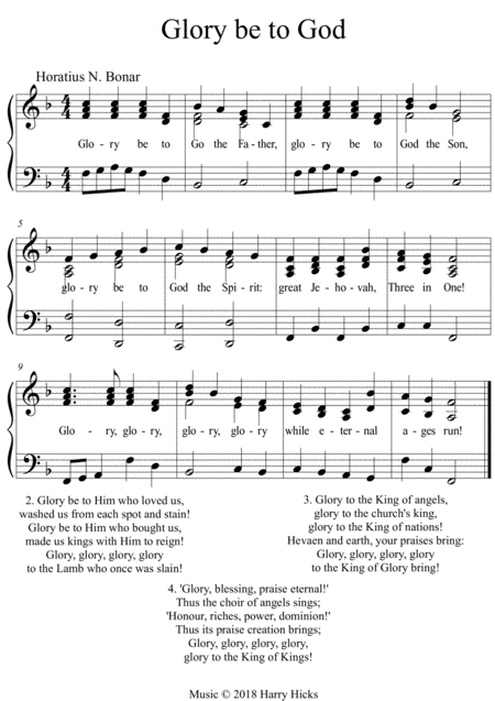 Free Sheet Music Glory Be To God A New Tune A Wonderful Horatius Bonar Hymn