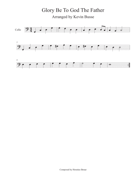 Free Sheet Music Glory Be To God The Father Easy Key Of C Cello