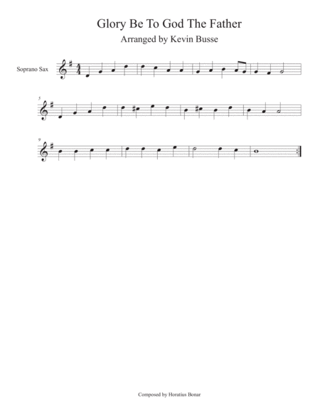 Free Sheet Music Glory Be To God The Father Soprano Sax