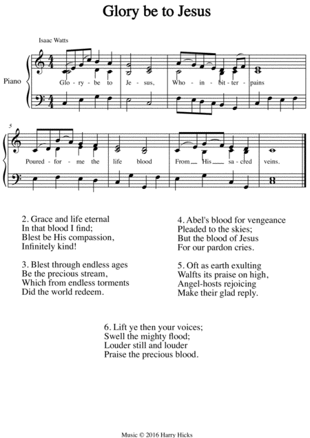 Glory Be To Jesus A New Tune To A Wonderful Isaac Watts Hymn Sheet Music