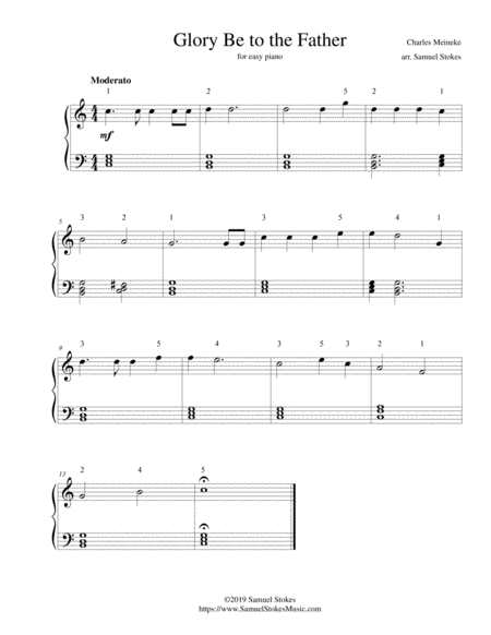 Free Sheet Music Glory Be To The Father For Easy Piano