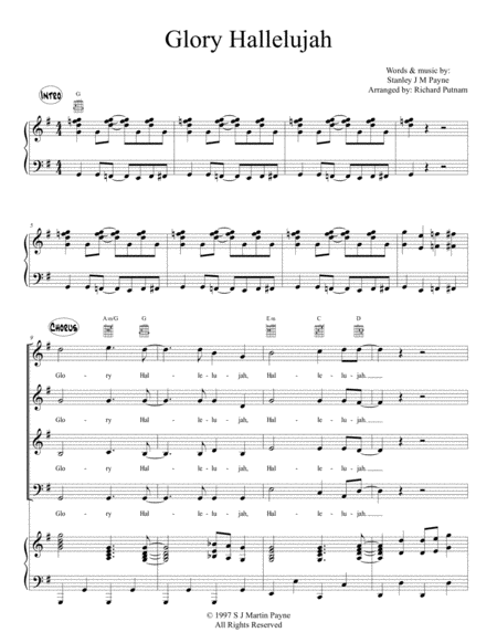 Free Sheet Music Glory Hallelujah