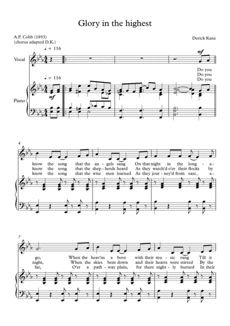 Free Sheet Music Glory In The Highest For Junior Choir By Derick Kane