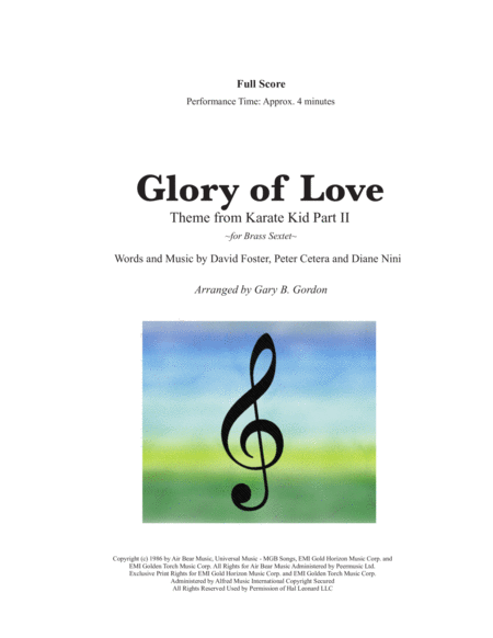 Free Sheet Music Glory Of Love Theme From Karate Kid Part Ii