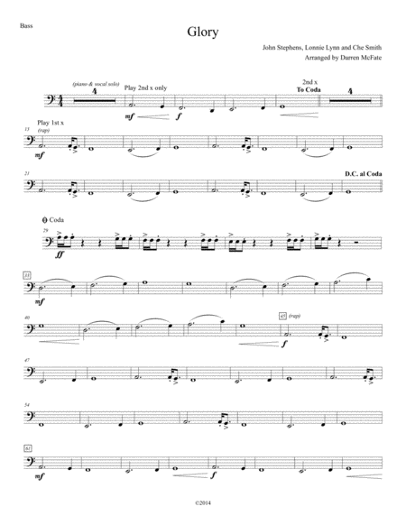 Glory Orchestration Bass Part Sheet Music