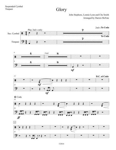 Glory Orchestration Percussion Part Sheet Music