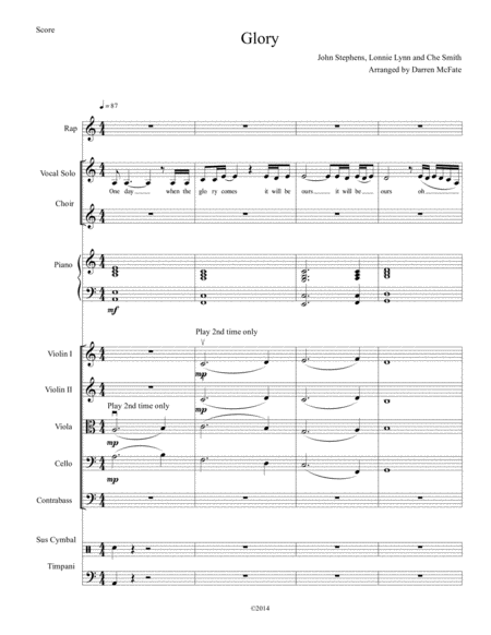 Glory Orchestration Score Sheet Music