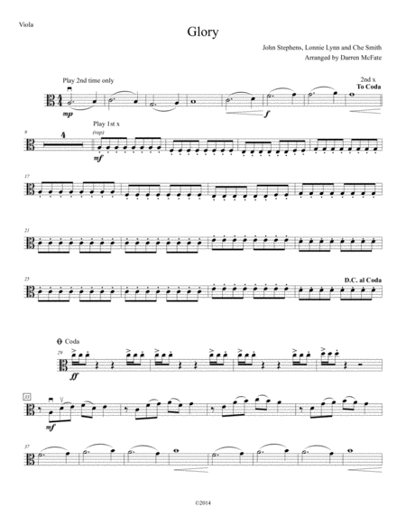 Free Sheet Music Glory Orchestration Viola Part