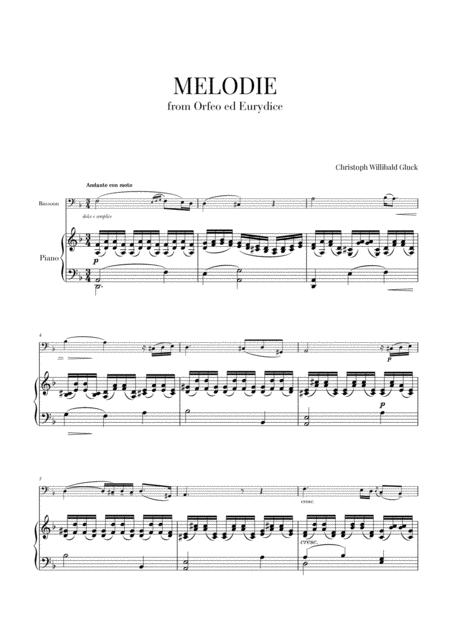 Gluck Melodie For Bassoon And Piano Sheet Music