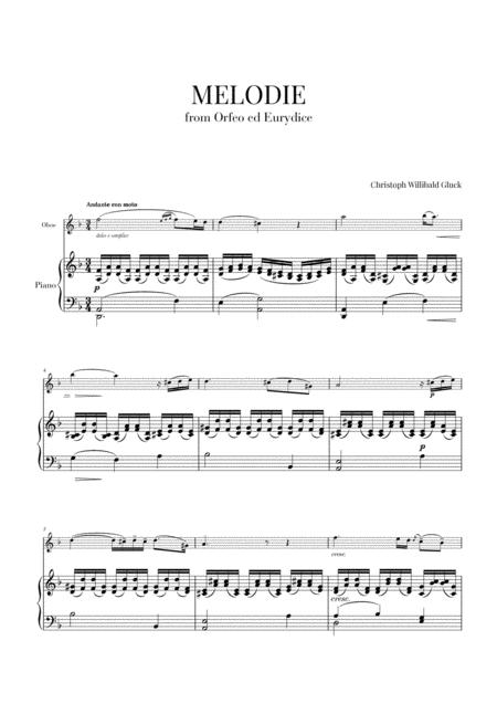 Free Sheet Music Gluck Melodie For Oboe And Piano