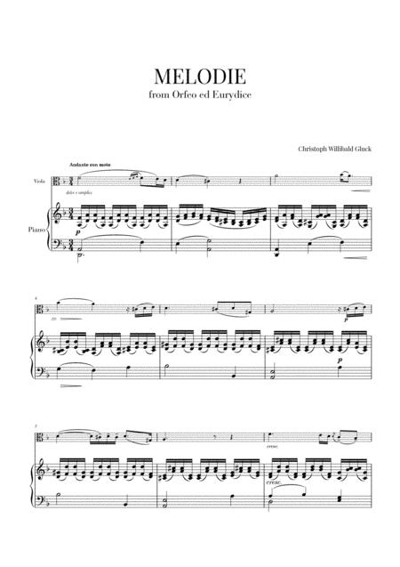 Gluck Melodie For Viola And Piano Sheet Music