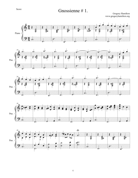 Free Sheet Music Gnossienne 1 By Gregory Hamilton