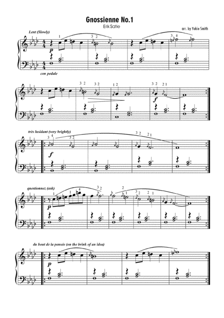 Gnossienne No 1 By Erik Satie Sheet Music