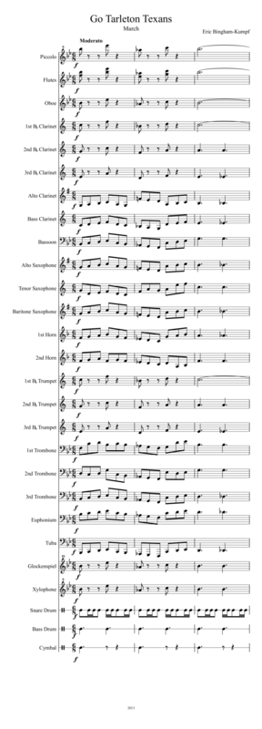 Go Tarleton Texans March Sheet Music