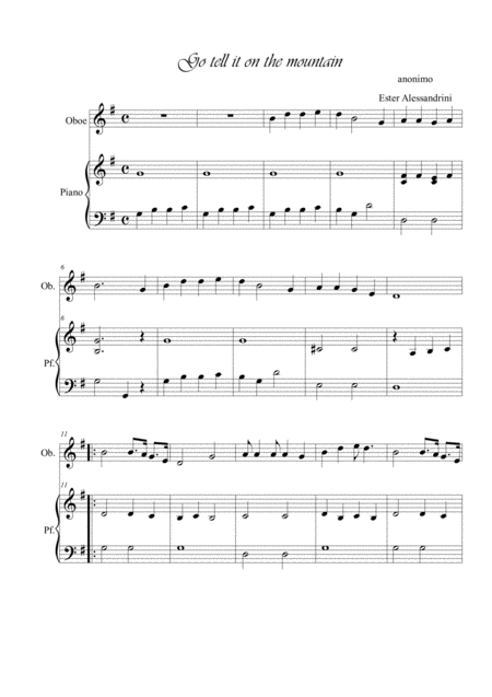 Free Sheet Music Go Tell It On Mountain Oboe E Piano