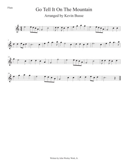 Free Sheet Music Go Tell It On The Mountain Easy Key Of C Flute