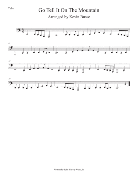 Free Sheet Music Go Tell It On The Mountain Easy Key Of C Tuba