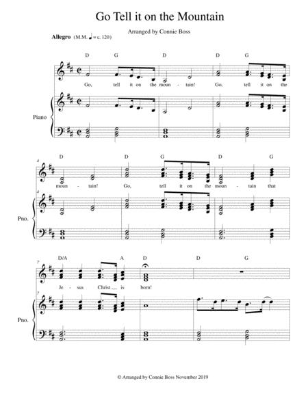 Free Sheet Music Go Tell It On The Mountain Vocal Trio And Piano