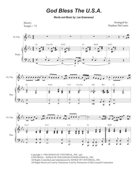 Free Sheet Music God Bless The Us A For Flute Or Violin Solo And Piano