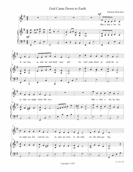 God Came Down To Earth Sheet Music