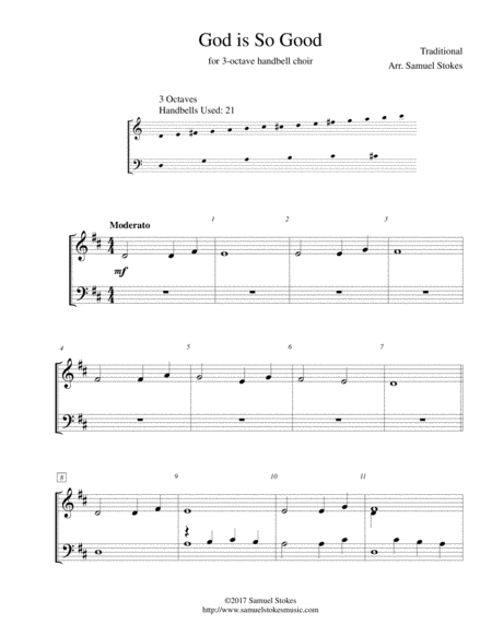 Free Sheet Music God Is So Good For 3 Octave Handbell Choir