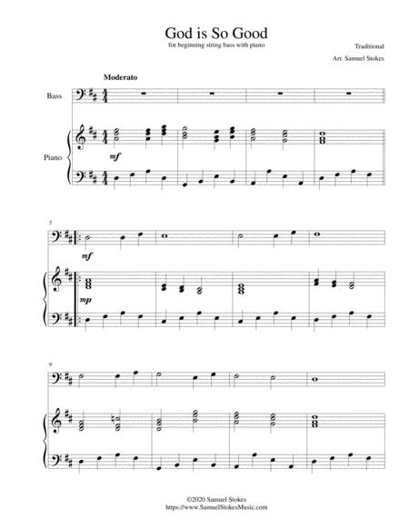 Free Sheet Music God Is So Good For Beginning String Bass And Optional Piano Accompaniment