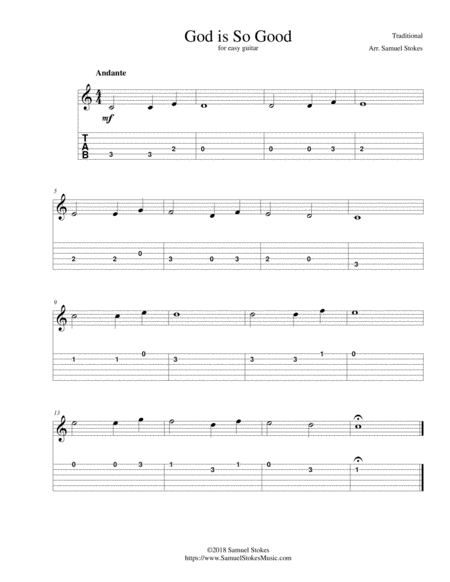 God Is So Good For Easy Guitar With Tab Sheet Music